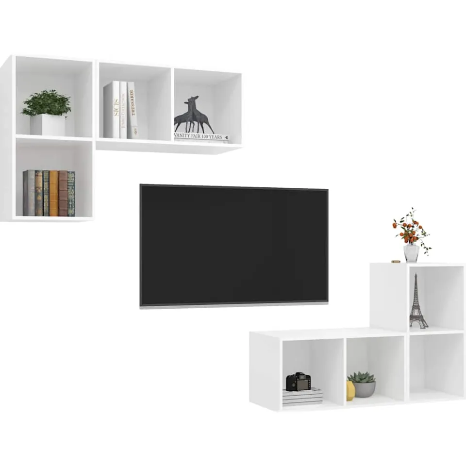 vidaXL Tv-wandmeubelen 4 st bewerkt hout wit, foto 4