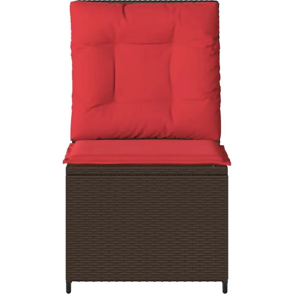 vidaXL Tuinbank Bruin en Rood poly rattan, foto 4