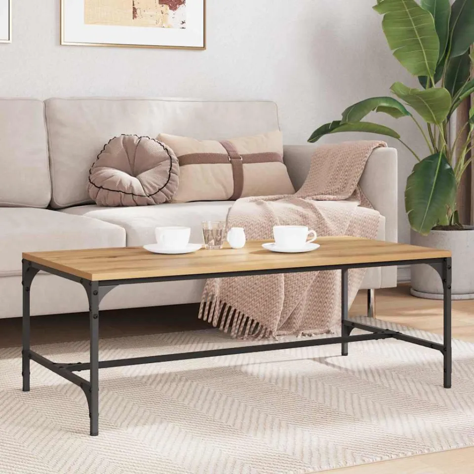vidaXL Salontafel Artisan Eiken 100 x 50 x 35 cm Bewerkt hout, foto 3
