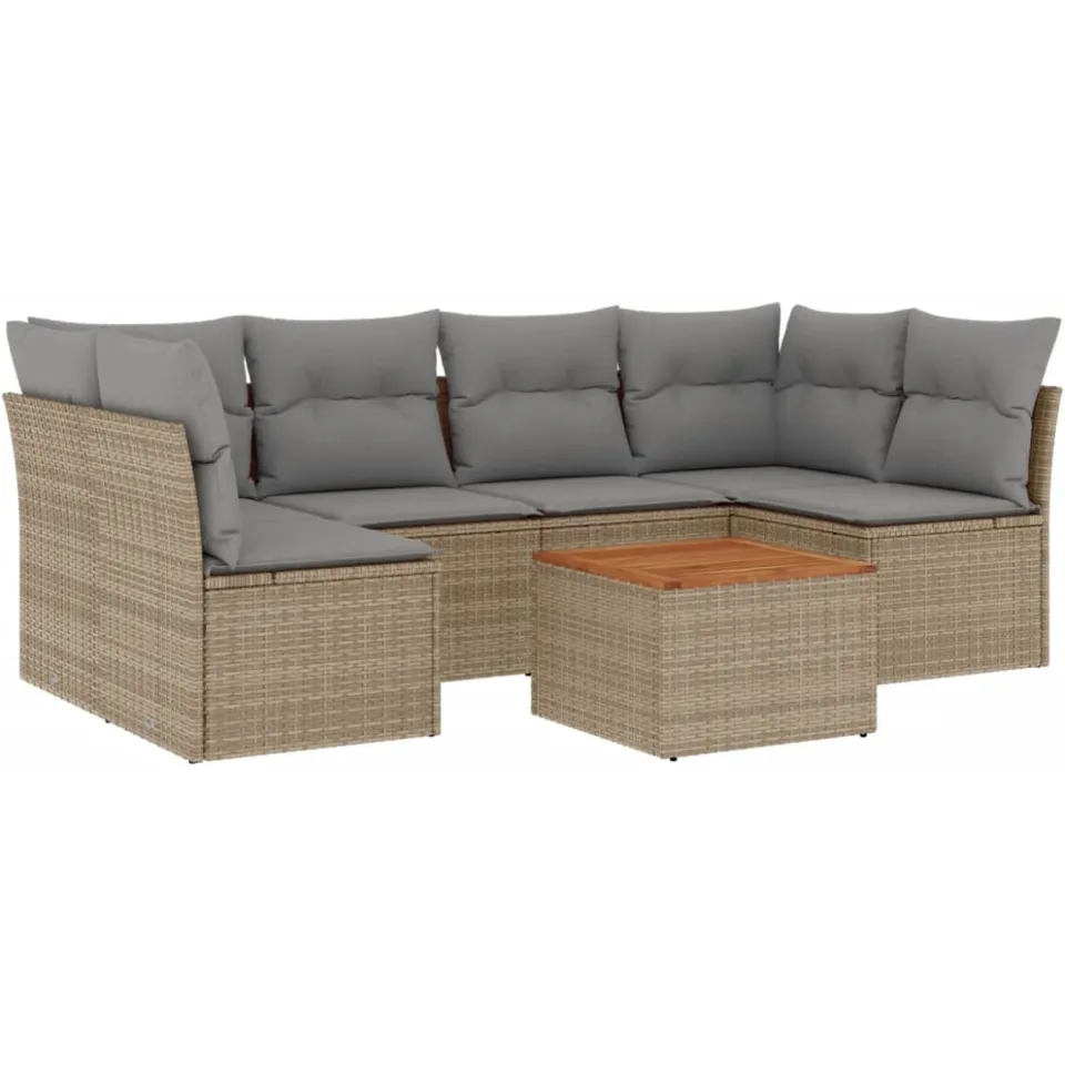 vidaXL Patio Sofa Set 6-zits Beige mix en grijs, foto 3