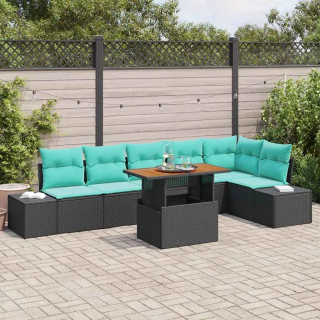 vidaXL Tuin Eetset 7 st 6-Aantal zitplaatsen Zwart en Blauwgroen