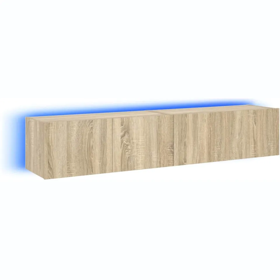 vidaXL Tv-wandmeubels met LED 2 st 80x35x31 cm sonoma eikenkleurig Bruin