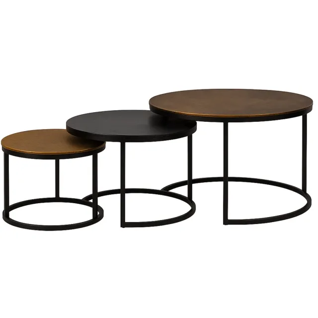 Starfurn Salontafel Xaro - Rond Goud Metaal - Set van 3