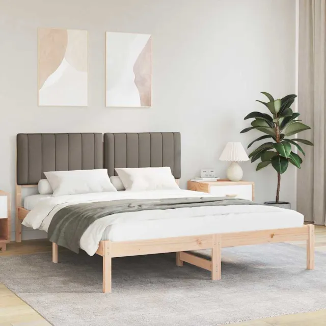 vidaXL Bedframe met Gevoerd Hoofdgedeelte Taupe 150 x 200 cm