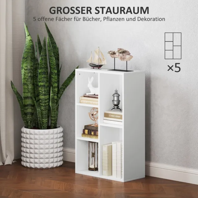 CHICFURN Boekenkast - 5 vakken - Open opbergruimte - Staand - Wit