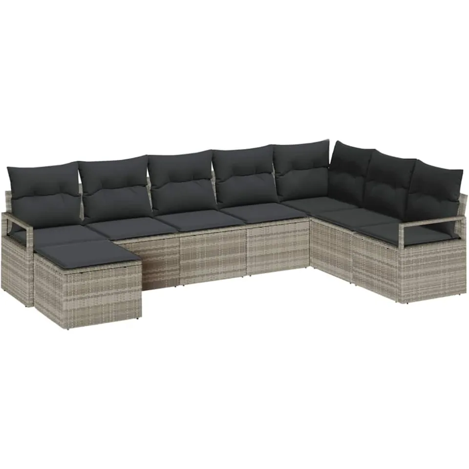 vidaXL Bankstel 8 st Lichtgrijs poly rattan