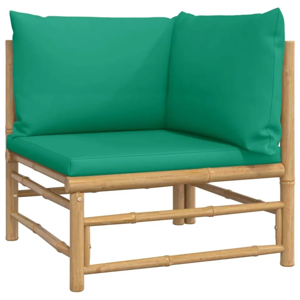 vidaXL 12-delige Loungeset met kussens bamboe groen, foto 3
