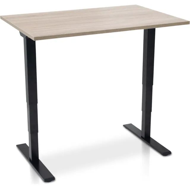 Multi Ratio Zit-sta bureau elektrisch verstelbaar - MRC COMFORT NEN-EN 527 | 140 x 80 cm | frame zwart - blad midden eiken | 130 cm hoog | 100KG draagvermogen Zwart frame
