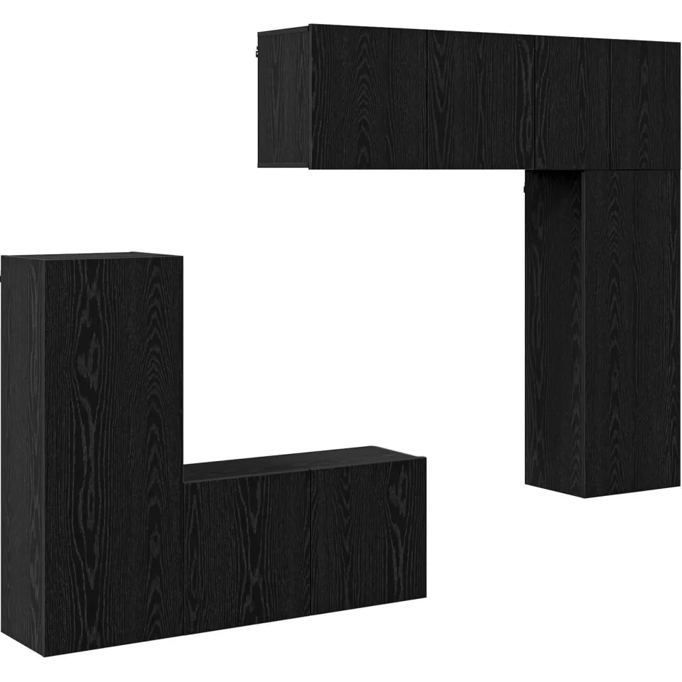 vidaXL TV-wandmeubel 5 st 100 x 30 x 41 cm Zwart eiken