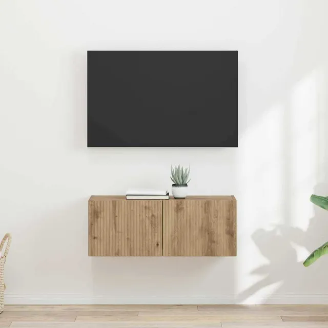 vidaXL TV Wandkast 2 st Ambachtelijk eiken Bewerkt hout, foto 2