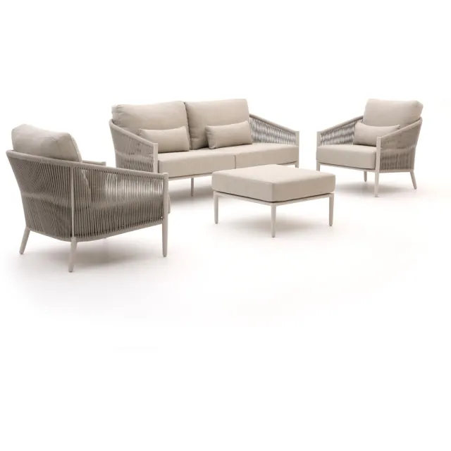 Bellagio tuinmeubelen Bellagio Mineo stoel-bank loungeset 4-delig Taupe