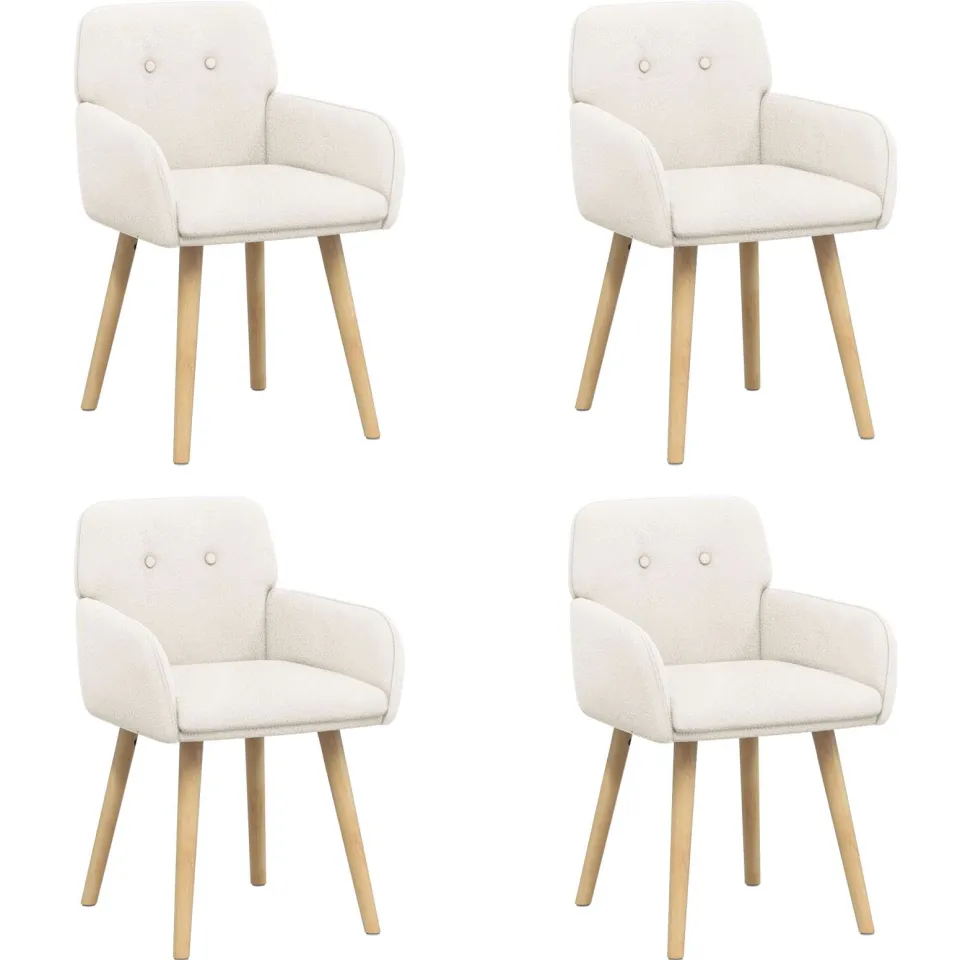 vidaXL Eettafelstoelen 4 st Bouclé Crèmekleurig 59 x 56,5 x 85 cm, foto 3