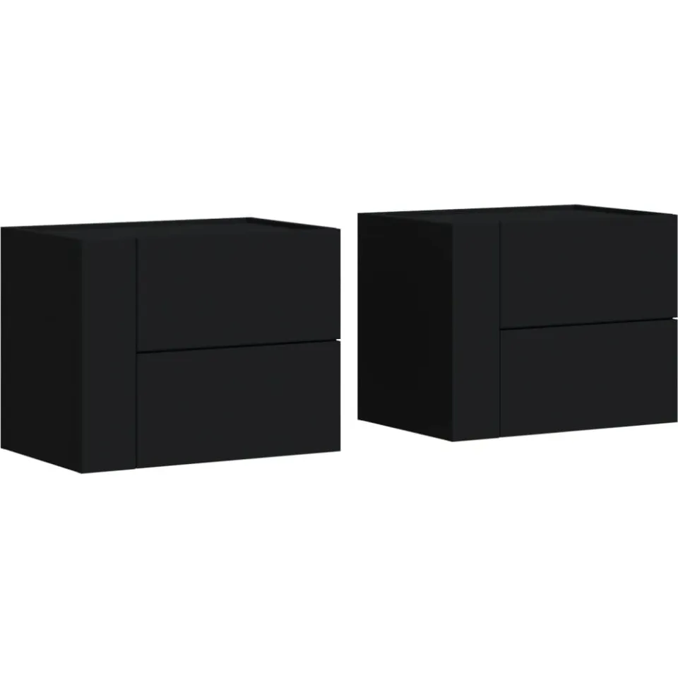 vidaXL Nachtkastjes wandgemonteerd 2 st 45x30x35 cm zwart