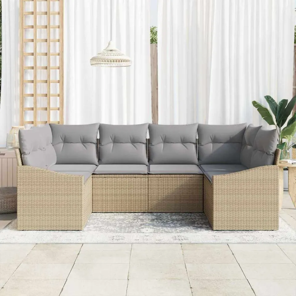 vidaXL Bankstel 6 st Beige poly rattan, foto 3