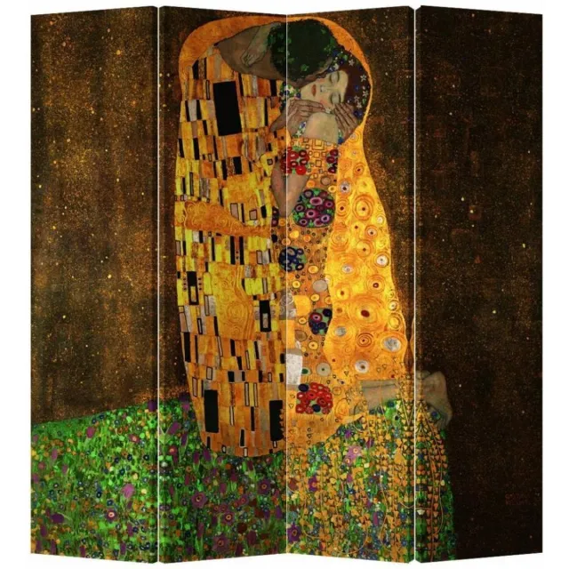 Fine Asianliving Kamerscherm Scheidingswand B160xH180cm 4 Panelen Der Kuss - Gustav Klimt Multicolour