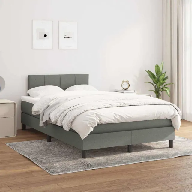 vidaXL Boxspring met matras stof donkergrijs 120x200 cm grijs