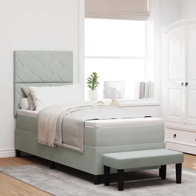 vidaXL Boxspring bed met hoofdeinde Lichtgrijs 200 x 80 cm Fluweel