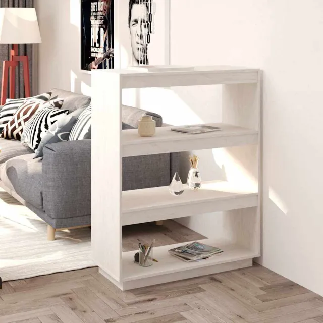 vidaXL Boekenkast/kamerscherm 80x35x103 cm massief grenenhout wit, foto 2