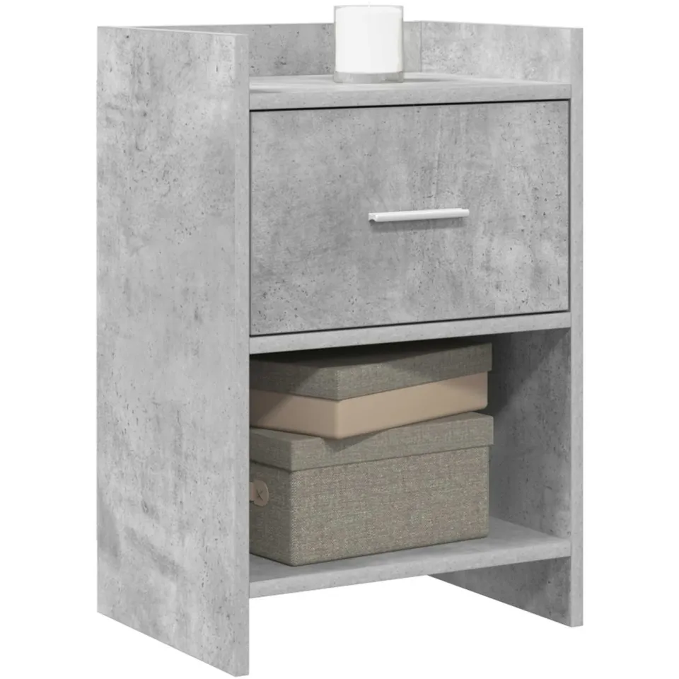 vidaXL Nachtkastjes 2 st Betongrijs 40 x 30 x 60 cm Bewerkt hout grijs, foto 3