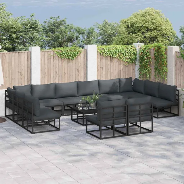 vidaXL Tuinbankenset 12 st Zwart Aluminium, foto 2
