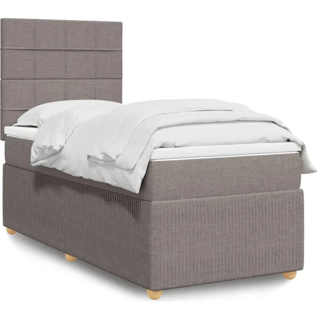 vidaXL Boxspring met matras stof taupe 90x200 cm