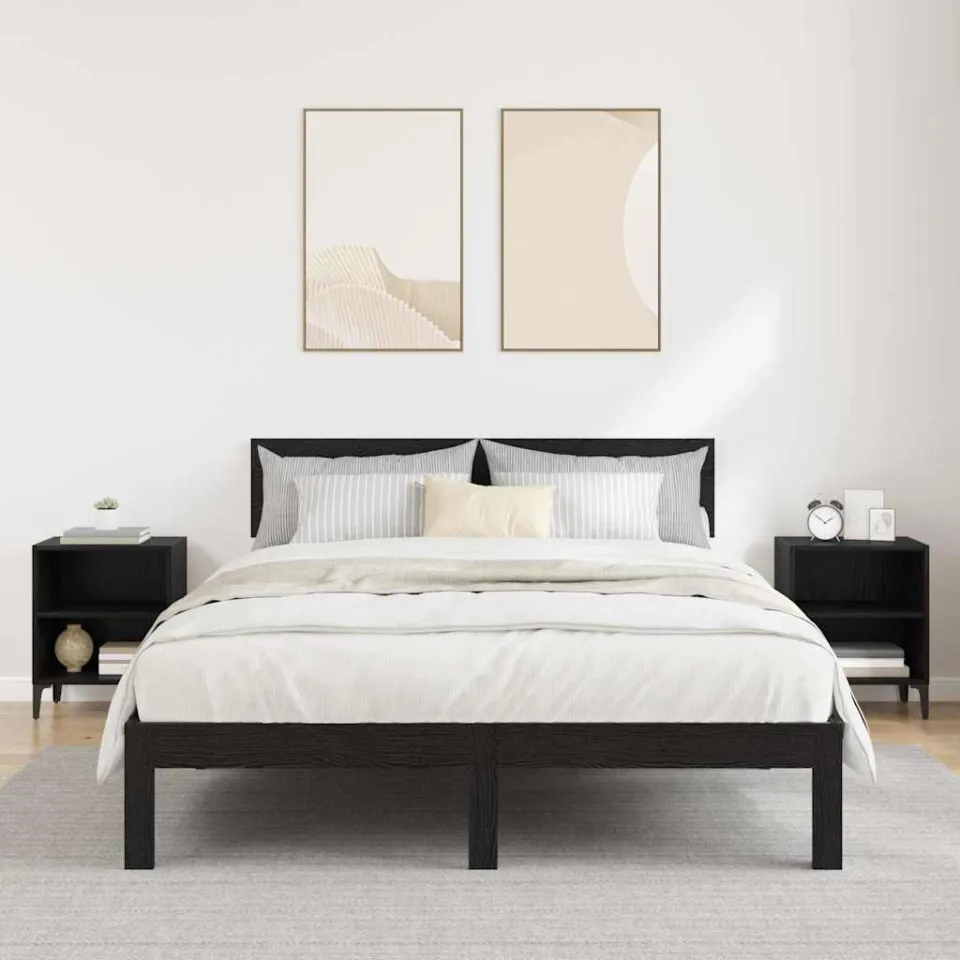 vidaXL Nachtkastje 2 st Zwart Eiken 40 x 30 x 50 cm Bewerkt hout, foto 4