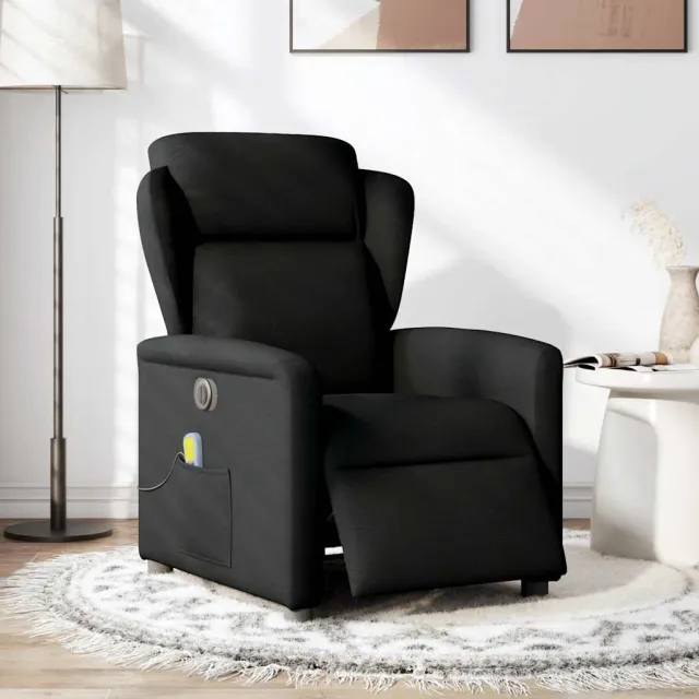 vidaXL Massagestoel elektrisch verstelbaar stof zwart