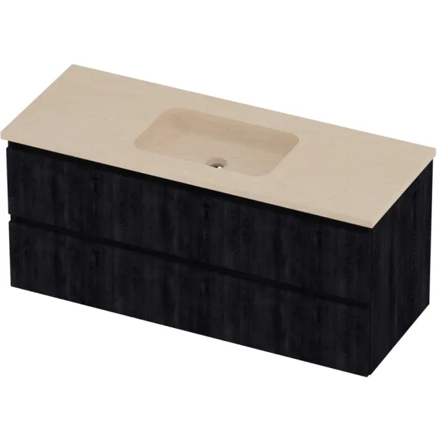 Proline Rollo Badmeubelset Hardsteen Elegant Midden 120x46x54 cm Sand Stone Charcoal Oak Eiken