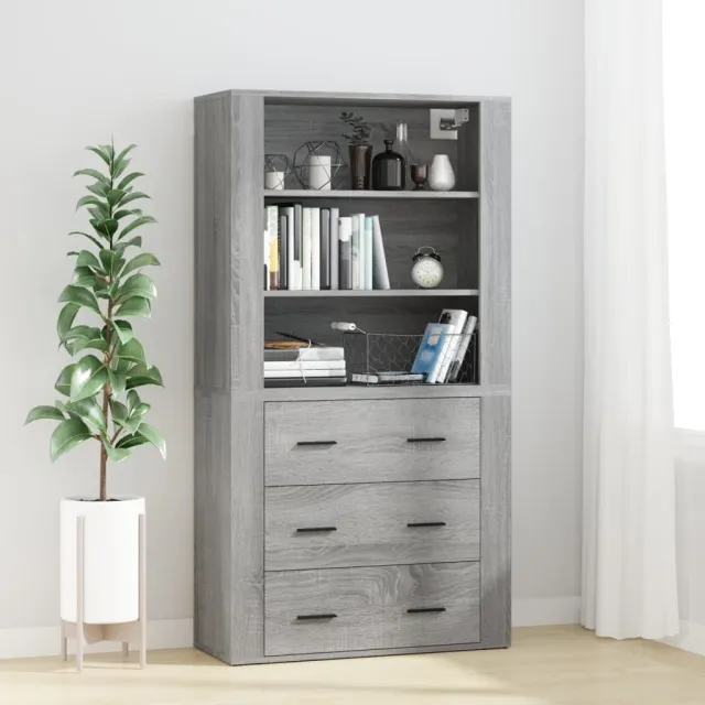vidaXL Hoge kast bewerkt hout grijs sonoma eikenkleurig, foto 2