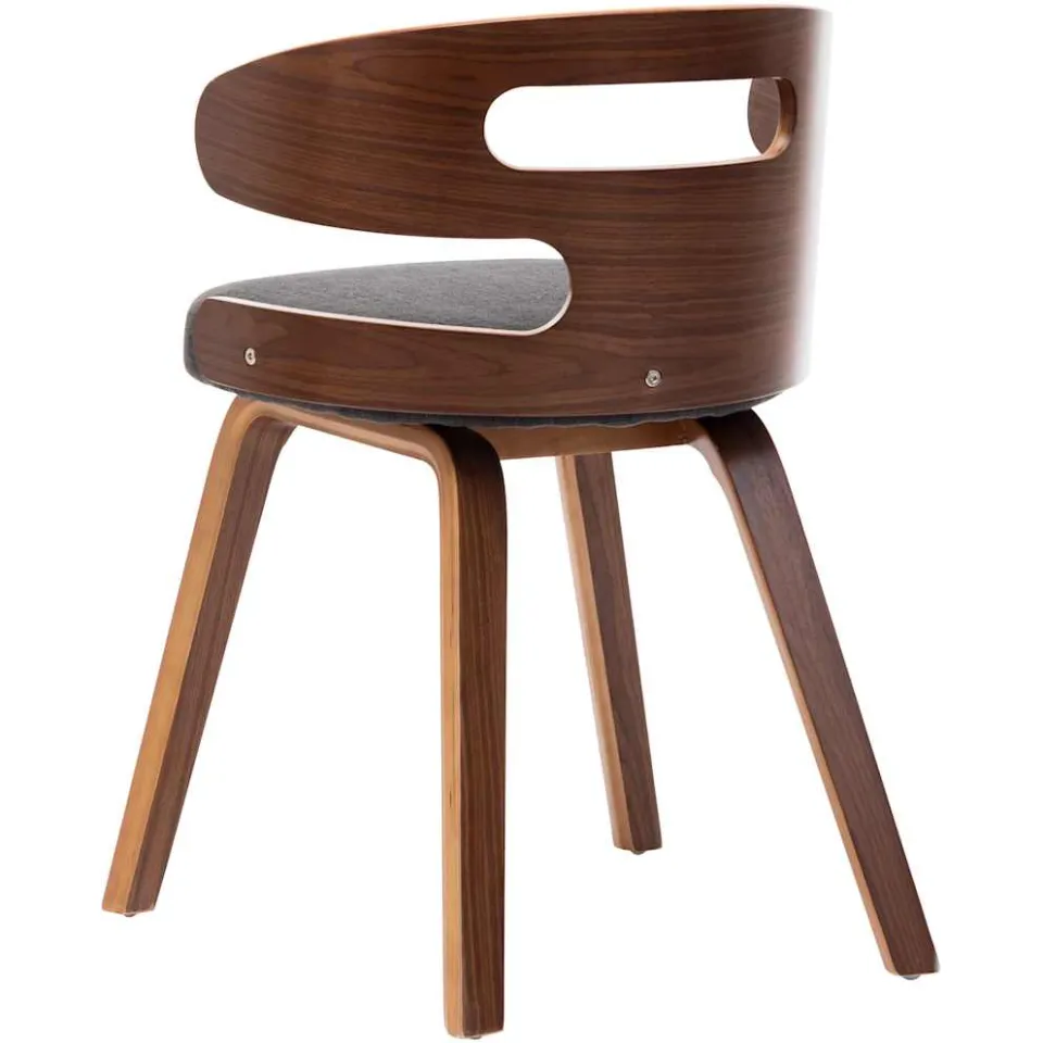 vidaXL Eetkamerstoelen 2 st gebogen hout en stof donkergrijs grijs, foto 4