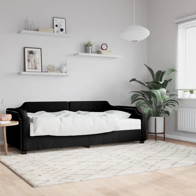 vidaXL Slaapbank met matras 100x200 cm stof zwart