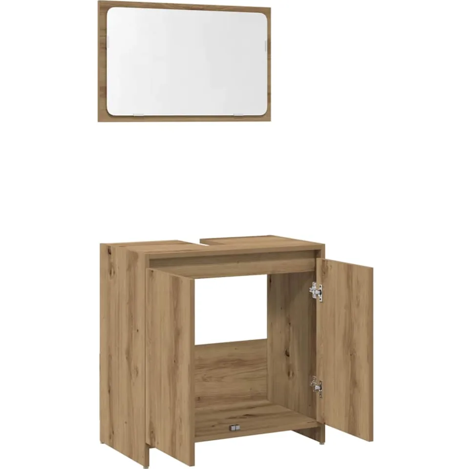 vidaXL 2-delige Badkamermeubelset bewerkt hout artisanaal eikenkleur, foto 4