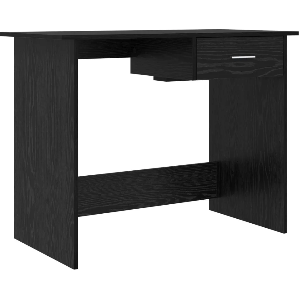 vidaXL Bureau Zwart Eiken 100 x 50 x 76 cm Bewerkt hout, foto 3