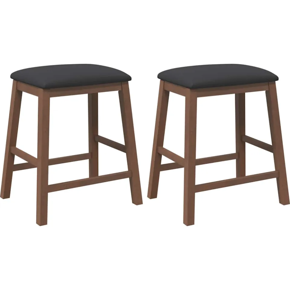 vidaXL Barstoelen met kussens 2 st massief hout rubber bruin