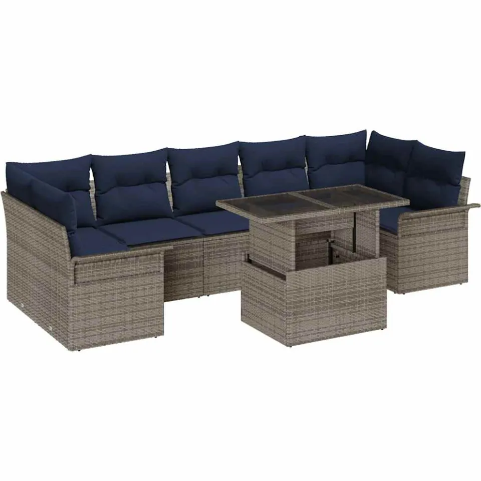 vidaXL Tuin Sofa Set 8 st Grijs poly rattan