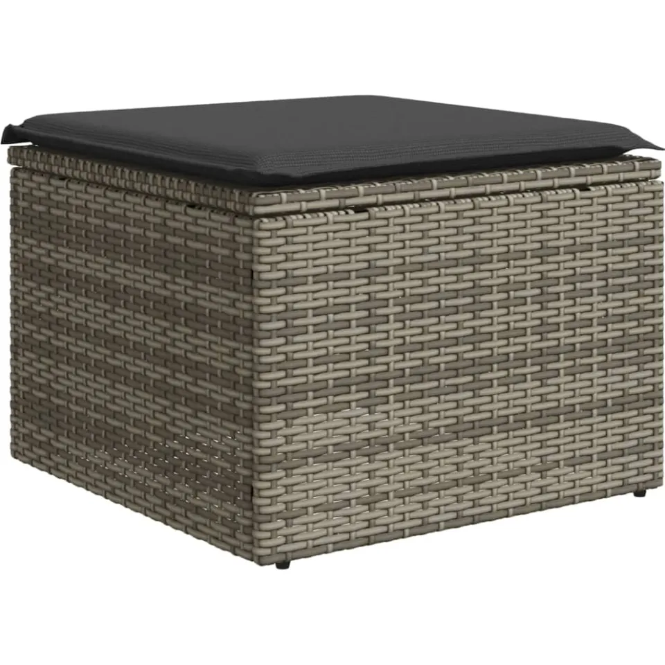 vidaXL 6-delige Loungeset met kussens poly rattan grijs, foto 4