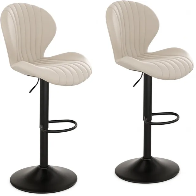 Mura Logistiek Mura Bar Stoelen - Bureaustoel - Eetkamerstoelen - Keukenstoelen - Draaistoel - Kuipstoelen - Stoelen Set Van 2 - Beige / Zwart