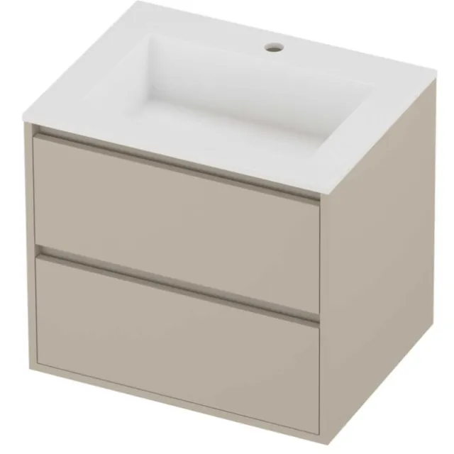 Proline Aristo Badmeubelset Polystone Elegant 1 Gat 60x46x54 cm Mat White Soft Linen Beige