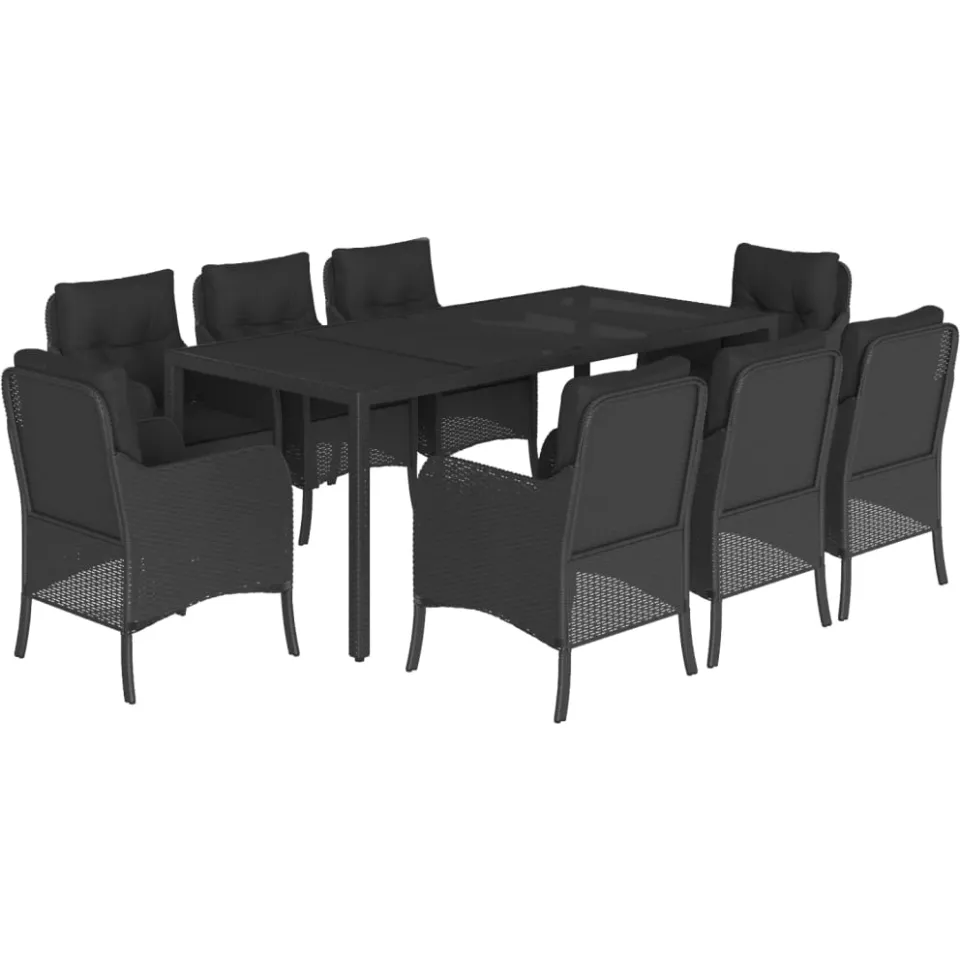 vidaXL 9-delige Tuinset poly rattan zwart, foto 3