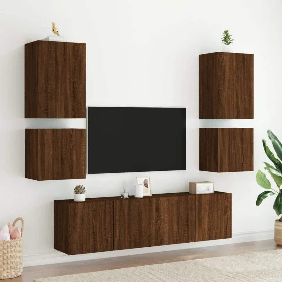 vidaXL Tv-wandmeubels 2 st 40,5x30x40 cm bewerkt hout bruineikenkleur, foto 4