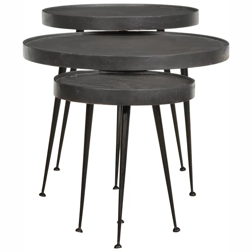 vidaXL Salontafel 3 stuks Zwart bewerkt hout, foto 2