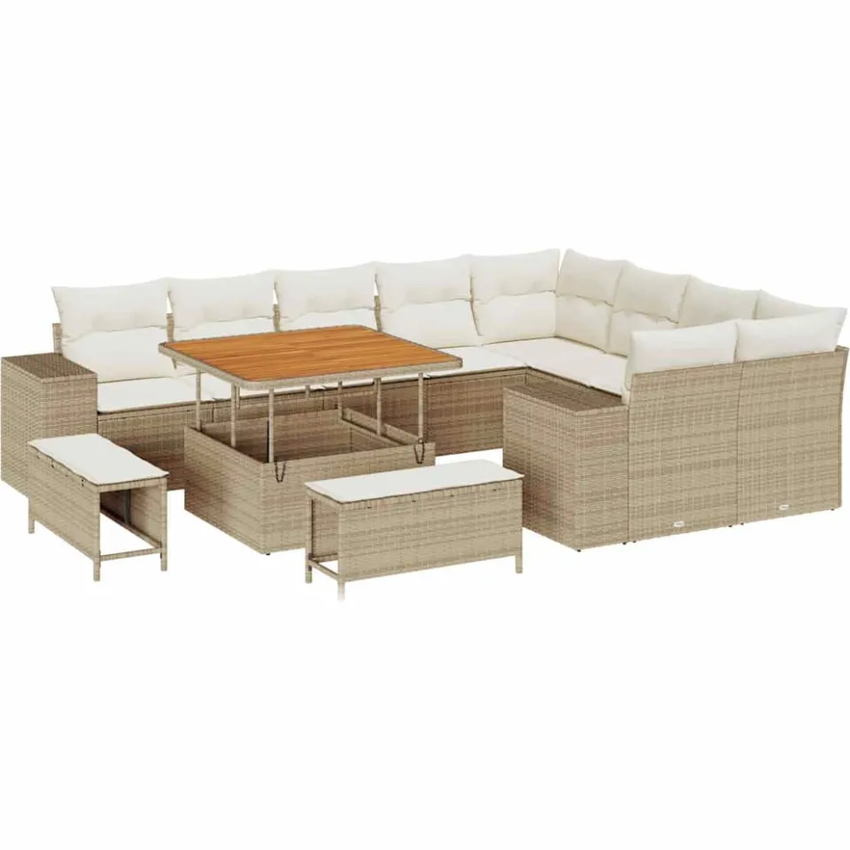 vidaXL Tuin Sofa Set 12 st Beige poly rattan