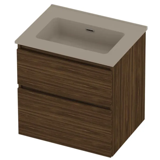 Proline Tribute Badmeubelset Porselein Elegant 1 Kraangat 60x46x62 cm Mat Crème Cotton Cabana Oak Eiken