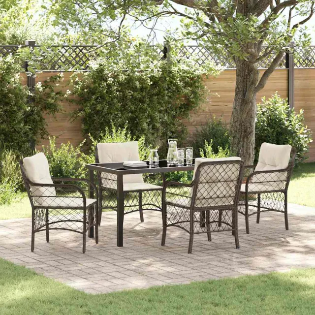 vidaXL Tuin eettafelset 5 st Bruin poly rattan