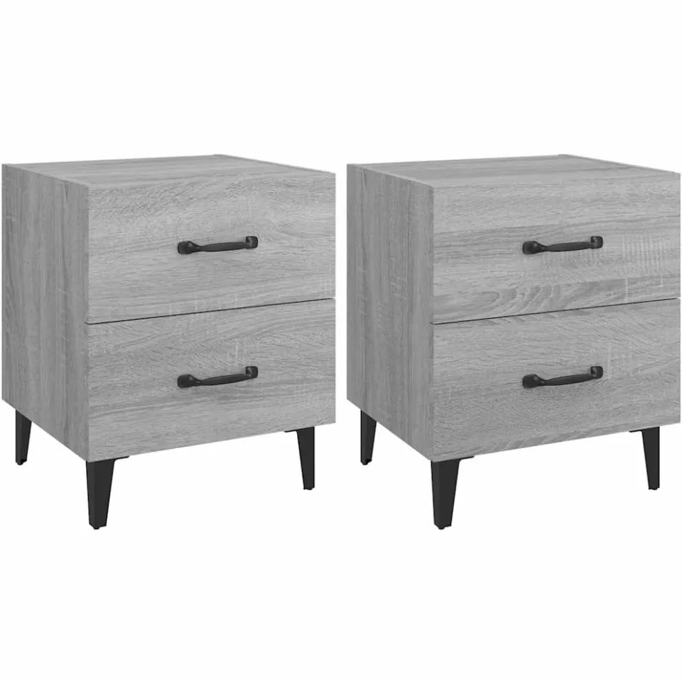 vidaXL Nachtkastjes 2 st 40x35x47,5 cm grijs sonoma eikenkleurig, foto 3