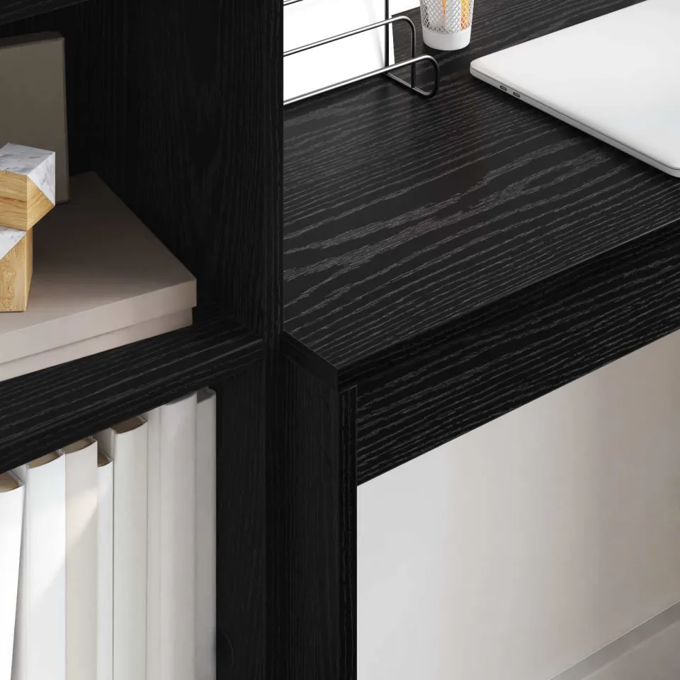 vidaXL Bureau Zwart Eiken 125,5 x 40 x 127 cm 2 st, foto 4