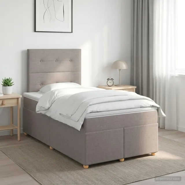 vidaXL Boxspringbed met matras met hoofdeinde Taupe 120 x 190 cm Stof