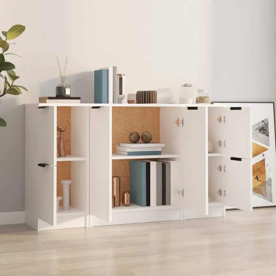 vidaXL Dressoirs 3 st bewerkt hout wit, foto 3