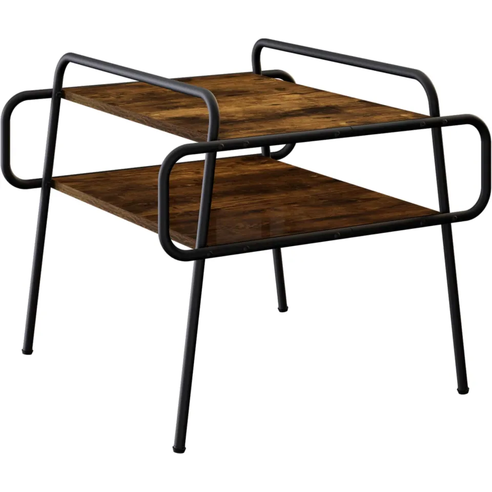 vidaXL Salontafel Gerookt eiken 60 x 60 x 51 cm Bewerkt hout, foto 3