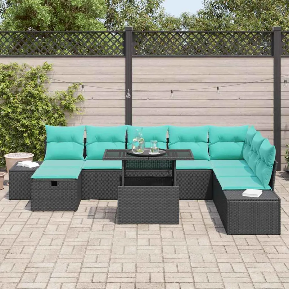 vidaXL Tuin Sofa Set 9 st poly rattan beige, foto 3